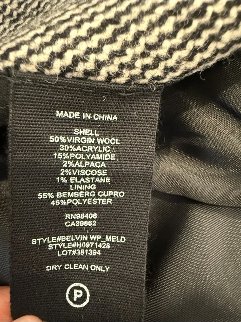 Theory Men’s Wool Blend Belvin Herringbone Black Grey Coat Size Large